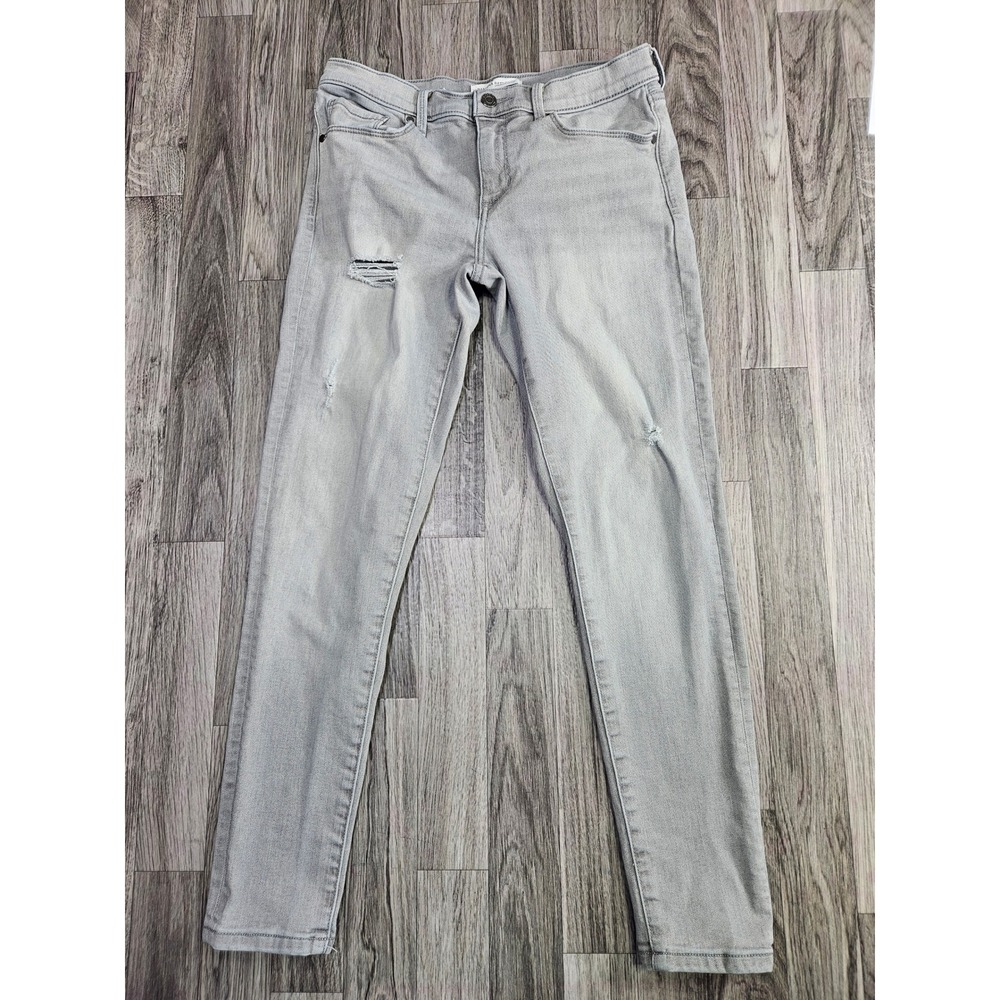Banana Republic Skinny Ankle Jeans Womens 28 Light Gray Distressed Stretch